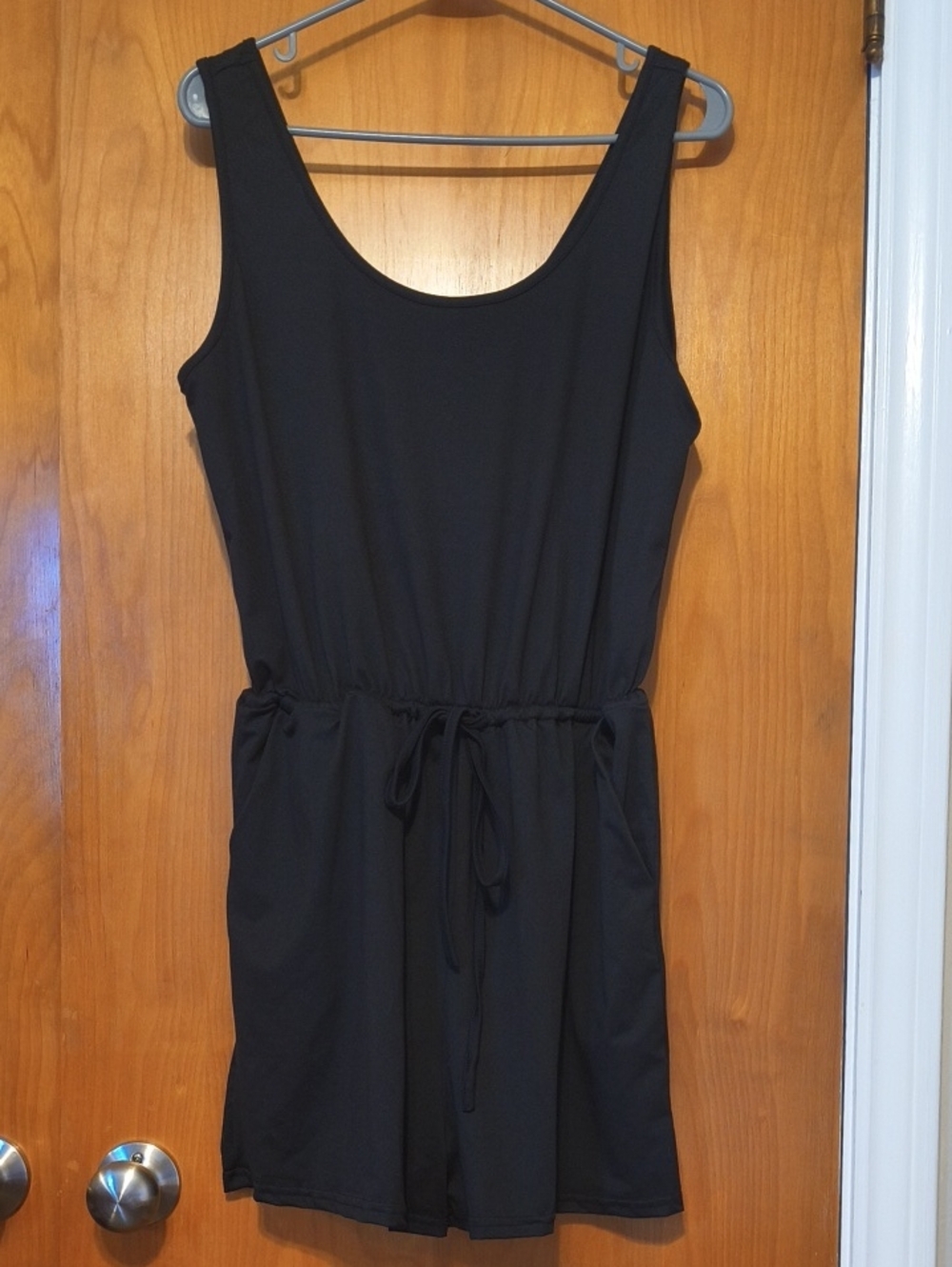 Classic Black Sleeveless Drawstring Women’s Dress